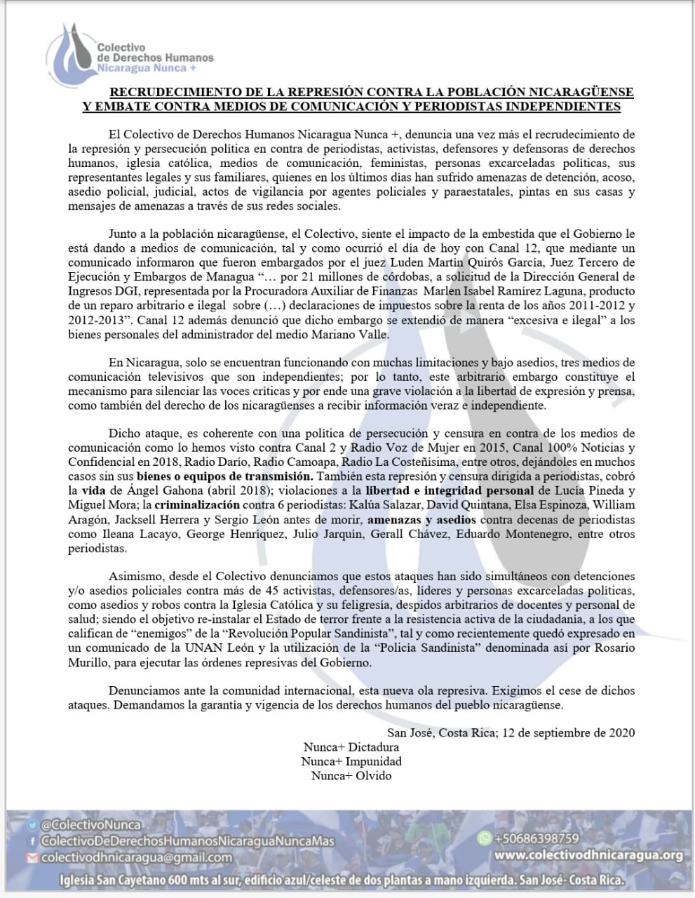 canal 12 embargo 2020